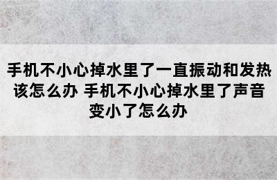 手机不小心掉水里了一直振动和发热该怎么办 手机不小心掉水里了声音变小了怎么办